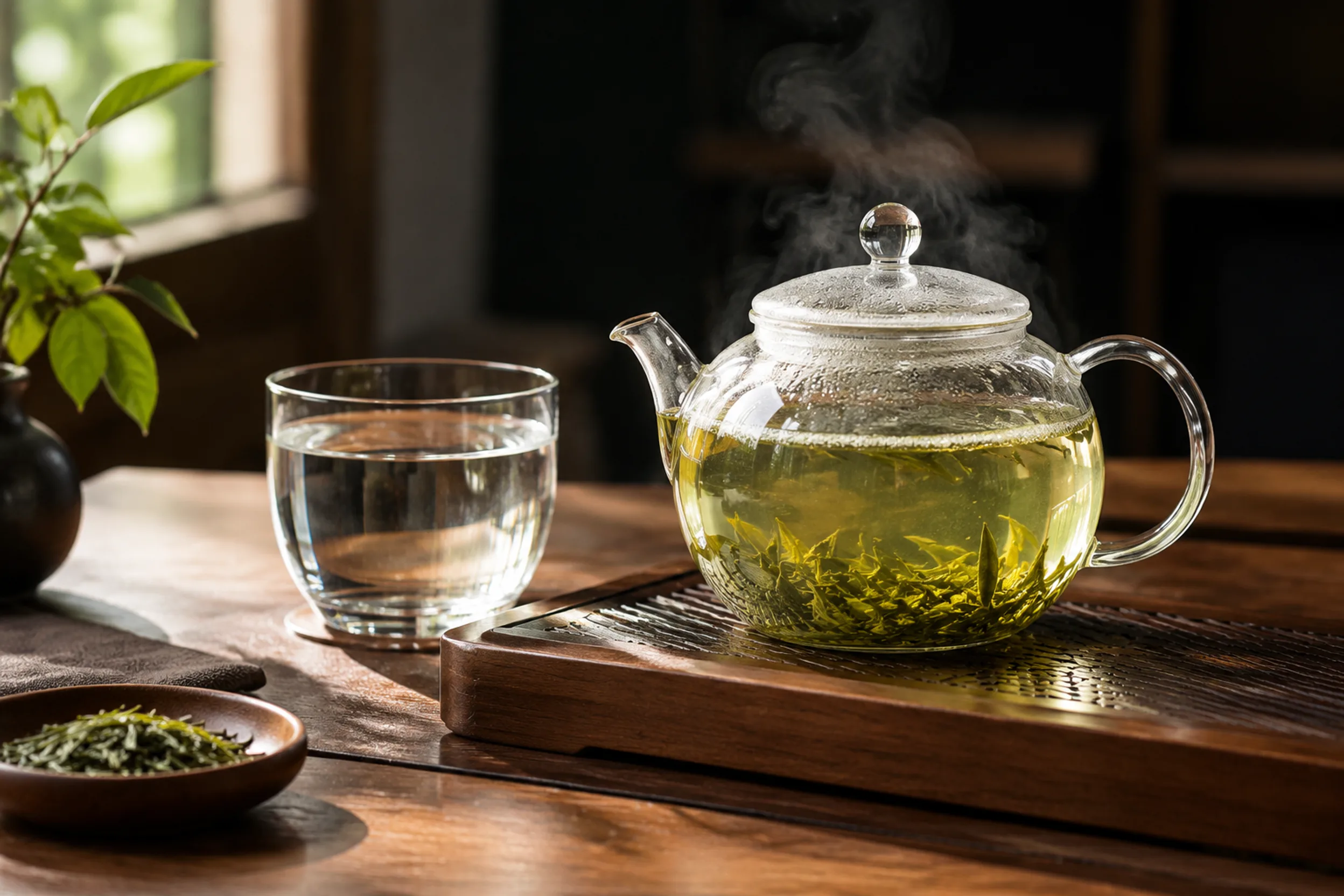 用矿泉水冲泡绿茶